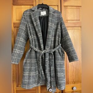 A New Day Women’s Pea Coat plaid trench coat tie jacket winter jacket